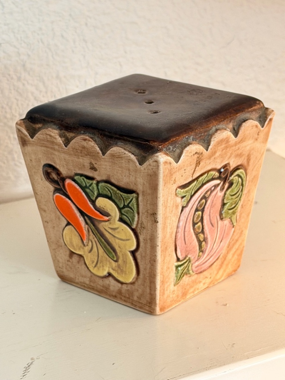 Vintage Ceramic Farmhouse Salt or Pepper Shaker Hand Painted Fruit